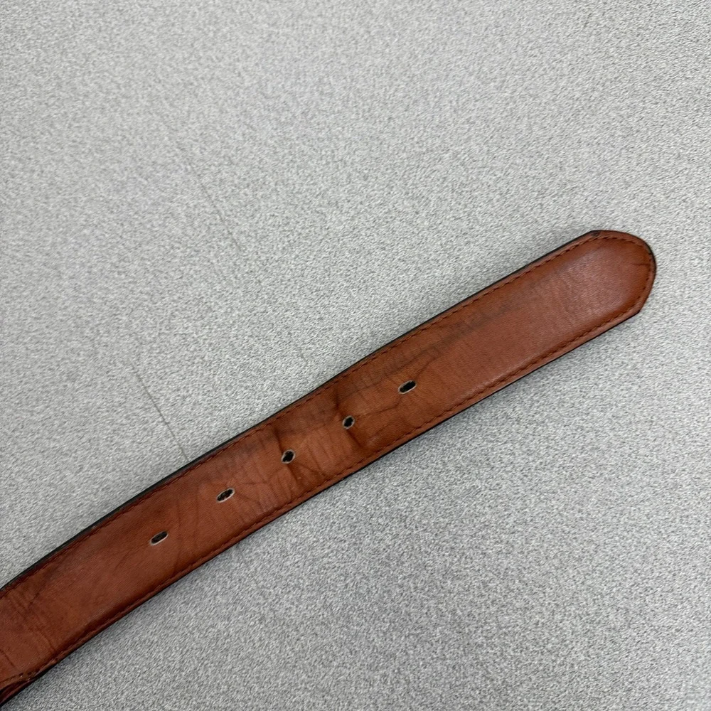 Tony Lama Belt Mens 44 Brown Leather Western Brass Buckle Made in USA Cowboy